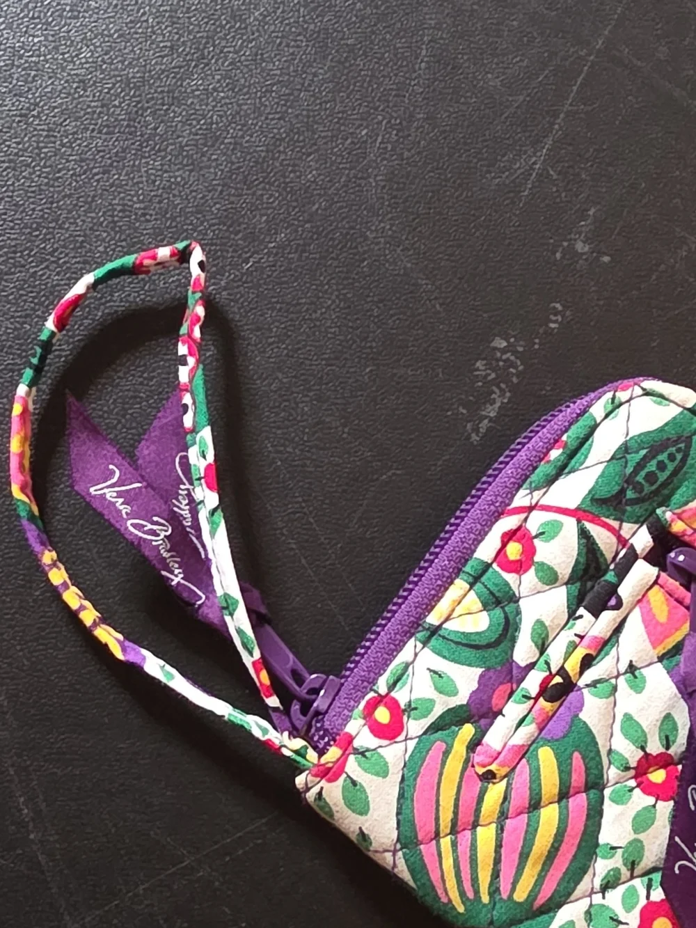 Vera Bradley Purple Multicolor Floral Quilted Cosmetic Wristlet